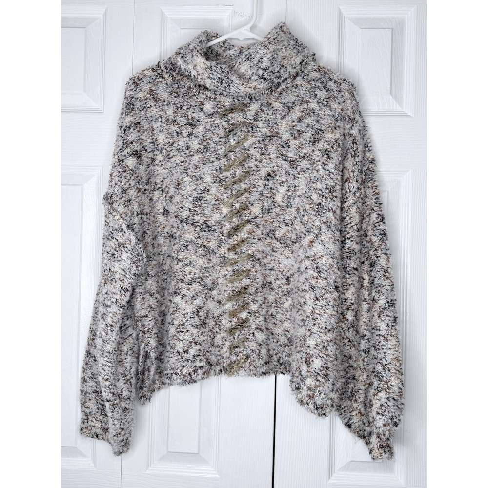 POL Chunky Popcorn Knit Cowl‎ Neck Multi Color Cozy Sweater Relaxed Small